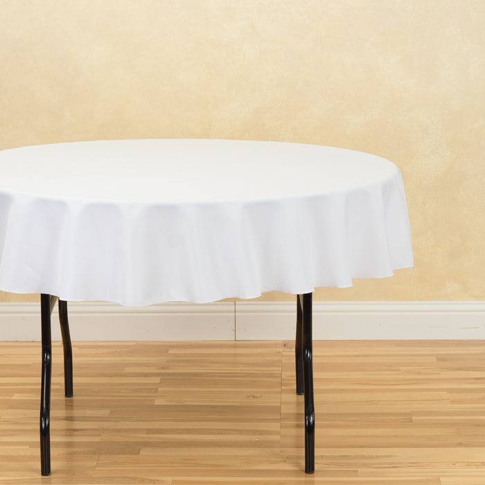 Bargain 70 in. Round Polyester Tablecloth White