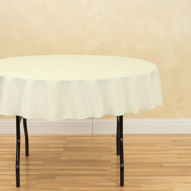 Bargain 70 In. Round Polyester Tablecloth Ivory