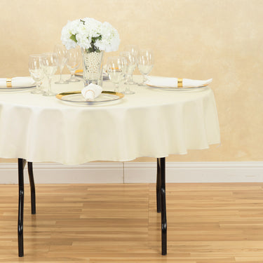 Bargain 70 In. Round Polyester Tablecloth Ivory