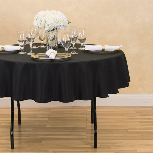 70 in. Round Polyester Tablecloth Black