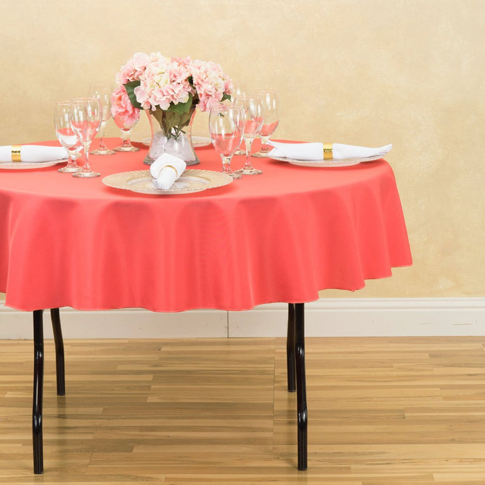 70 in. Round Polyester Tablecloth Coral