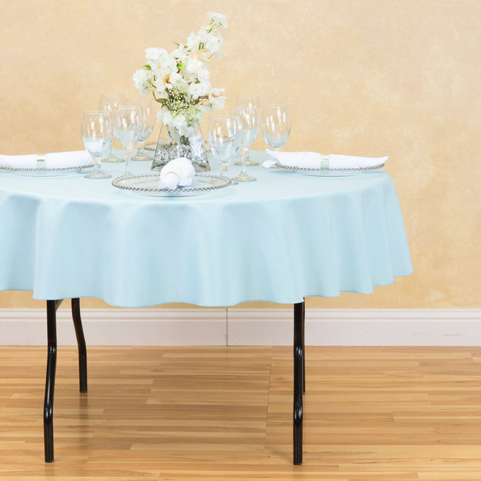 Bargain 70 in. Round Polyester Tablecloth Baby Blue