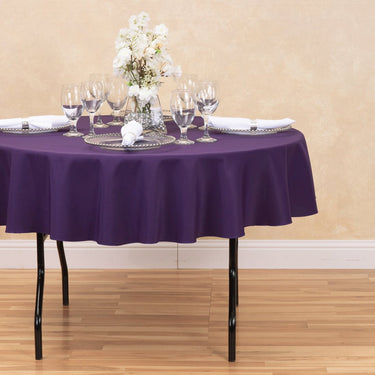 Bargain 70 In. Round Polyester Tablecloth Purple