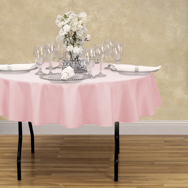 Bargain 70 in. Round Polyester Tablecloth Pink