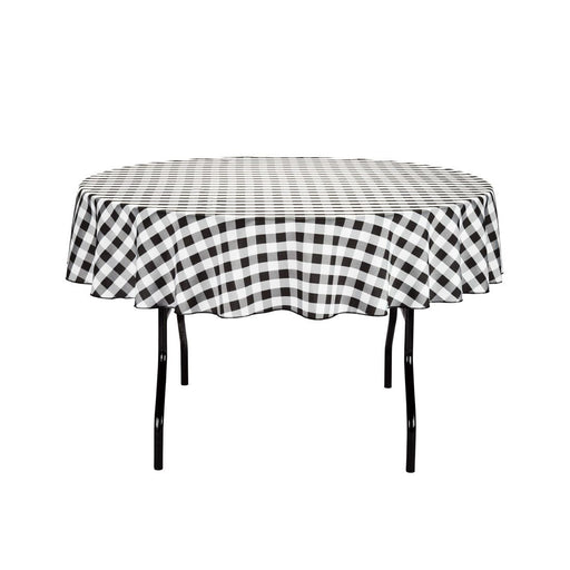 70 in. Round Polyester Tablecloth Black and White Checkered
