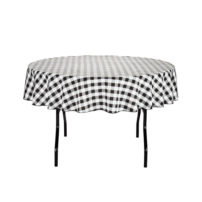 Bargain 70 In. Round Tablecloth Black & White Checkered