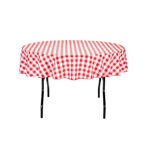 Bargain 70 In. Round Tablecloth Red & White Checkered