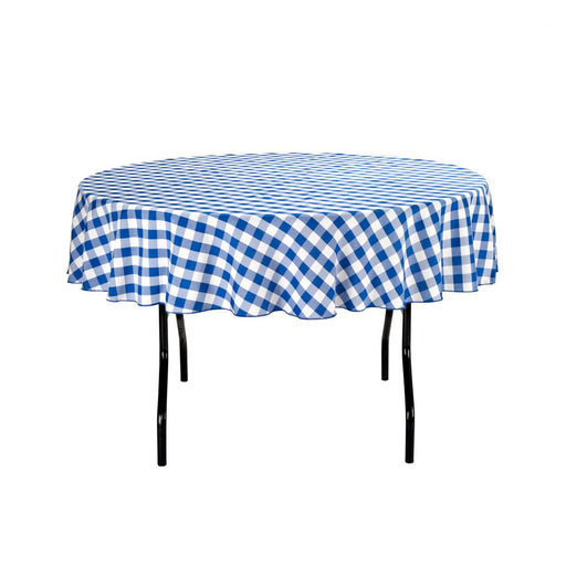 70 in. Round Tablecloth Blue & White Checkered
