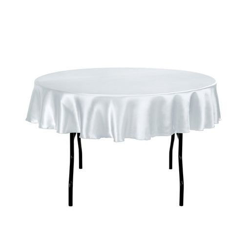 70 in. Round Satin Tablecloth Silver