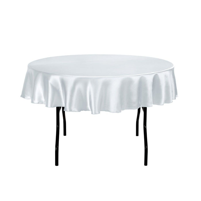 70 in. Round Satin Tablecloth Silver