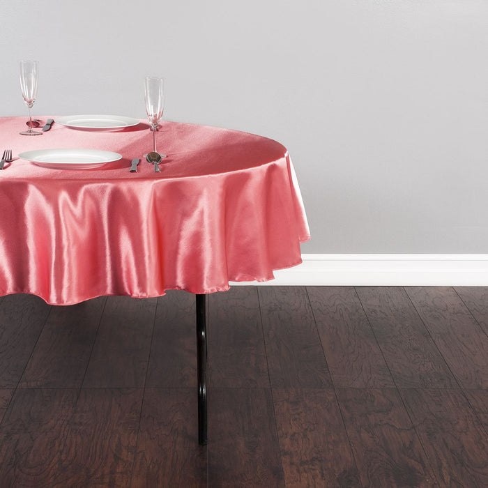 70 in. Round Satin Tablecloth Coral