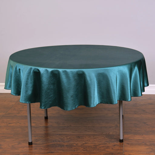 70 in. Round Satin Tablecloth Hunter Green