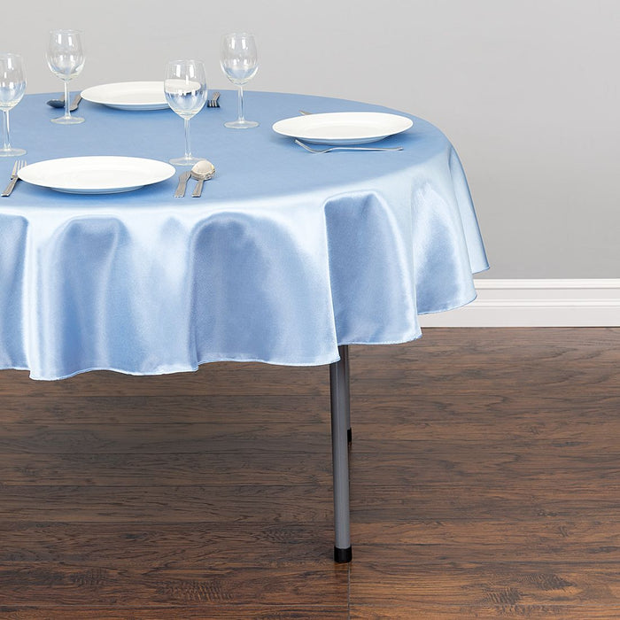 70 in. Round Satin Tablecloth Serenity Blue