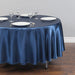 90 in. Round Satin Tablecloth Navy Blue