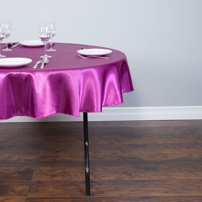 70 in. Round Satin Tablecloth Purple Wine