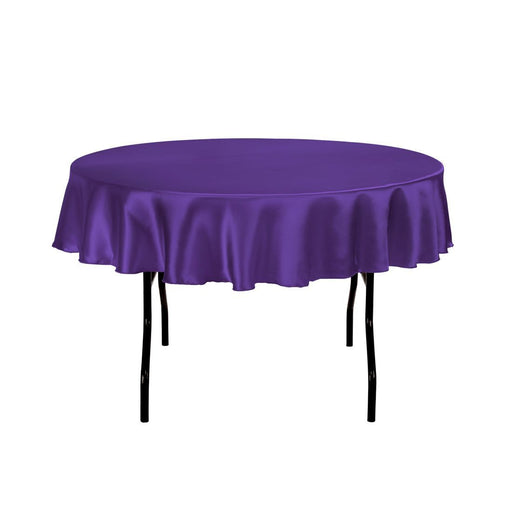 70 in. Round Satin Tablecloth Purple