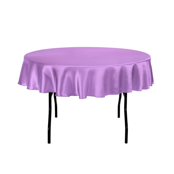 70 in. Round Satin Tablecloth Lavender
