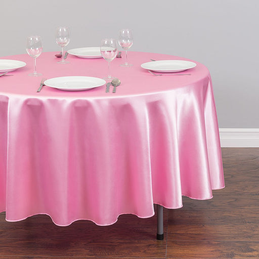 Bargain 70 in. Round Satin Tablecloth Pink