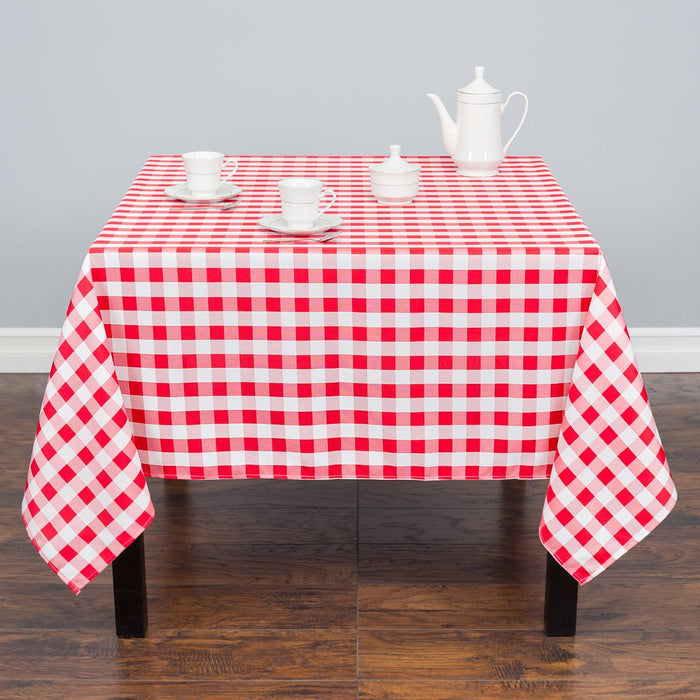 70 in. Square Polyester Tablecloth Red and White Checkered