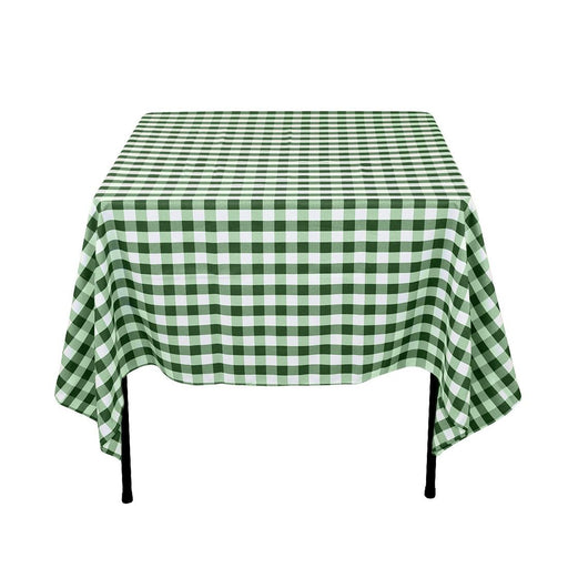 70 in. Square Polyester Tablecloth Green and White Checkered