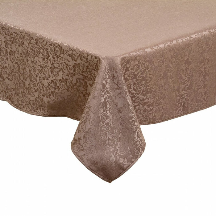 70 X 90 in. Rectangular Shimmering Filigree Damask Tablecloth Chocolate