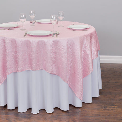 72 in. Square Crinkle Taffeta Overlay Pink