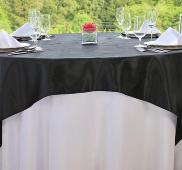 Bargain 72 In. Square Satin Overlay Black