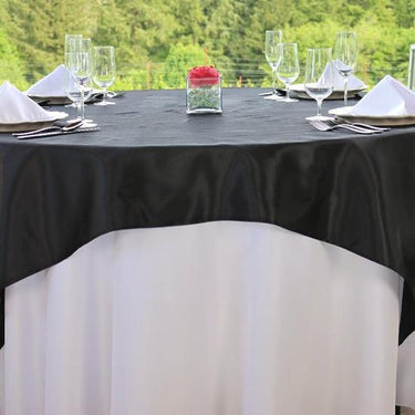 Bargain 72 In. Square Satin Overlay Black