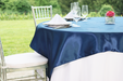 72 in. Square Satin Overlay Navy Blue
