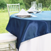 72 in. Square Satin Overlay Navy Blue