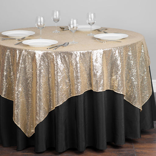 72 in. Square Sequin Overlay Gold