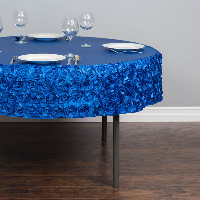 72 in. Round Rosette Satin Table Cover (12 Colors)