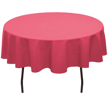 Bargain 76 in. Round Cotton-Feel Tablecloth Fuchsia