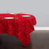 85 in. Square Rosette Satin Overlay Red