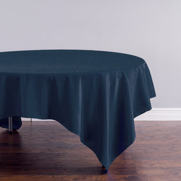 Bargain 85 In. Square Polyester Tablecloth Navy Blue