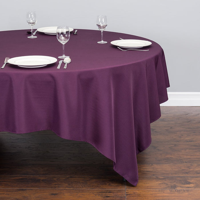 85 in. Square Polyester Tablecloth Eggplant