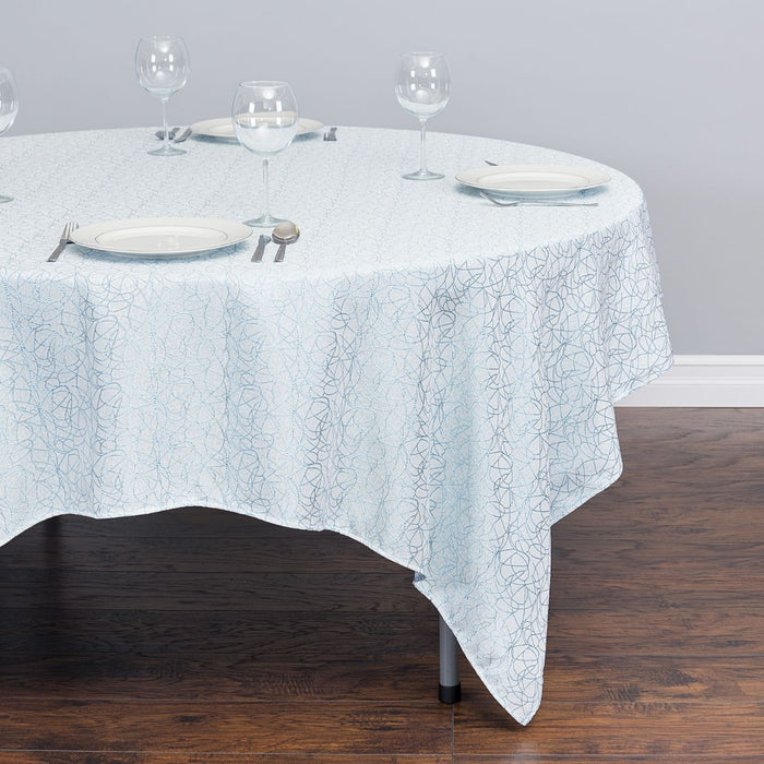 Bargain 85 in. Square Abstract Silk Embroidered Polyester Tablecloth Baby Blue