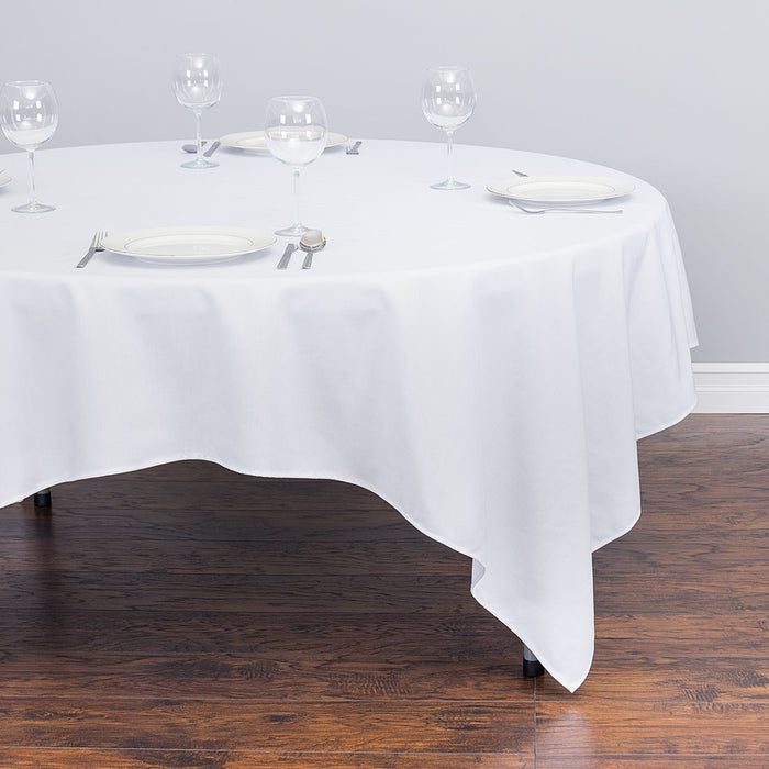 85 in. Square Cotton-Feel Tablecloth White
