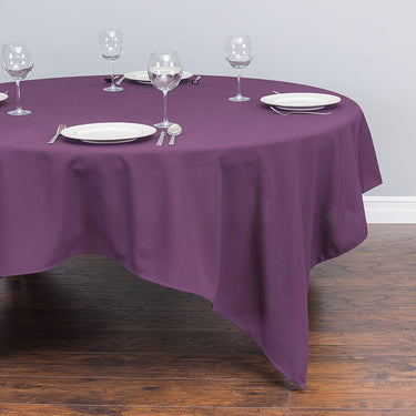 85 in. Square Cotton-Feel Tablecloth Eggplant