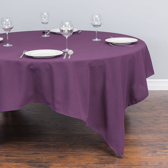 85 in. Square Cotton-Feel Tablecloth Eggplant