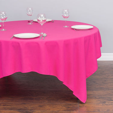 85 in. Square Cotton-Feel Tablecloth Fuchsia