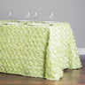 88 X 130 in. Rectangular Rosette Satin Tablecloth Tea Green