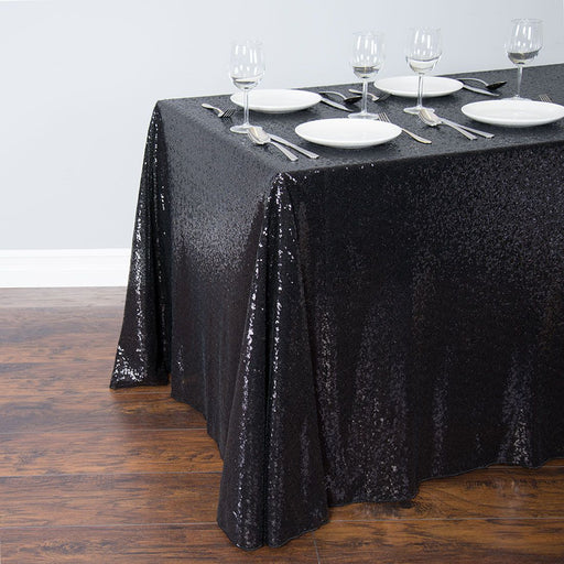 88 X 130 in. Rectangular Sequin Tablecloth Black