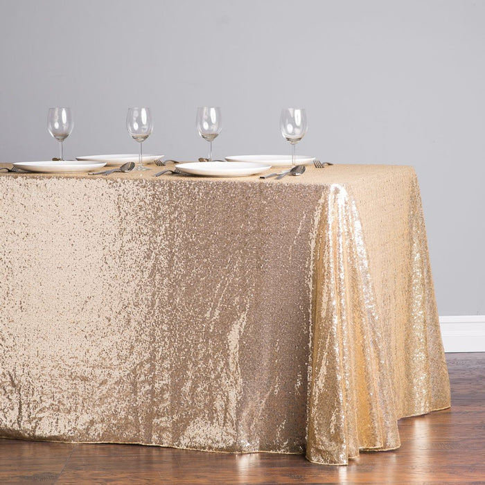 88 X 130 in. Rectangular Sequin Tablecloth Gold
