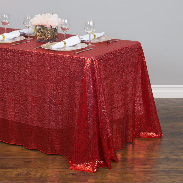 88 X 130 in. Rectangular Sequin Tablecloth Red