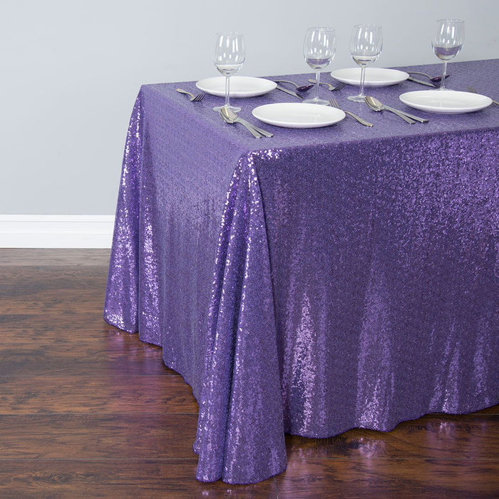 88 X 130 in. Rectangular Sequin Tablecloth Purple