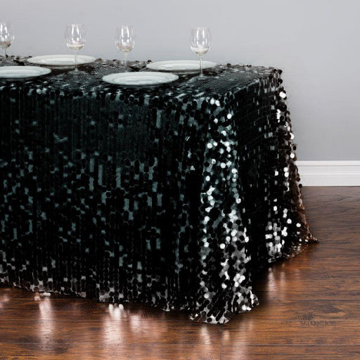 88 X 130 in. Rectangular Payette Sequin Tablecloth Black