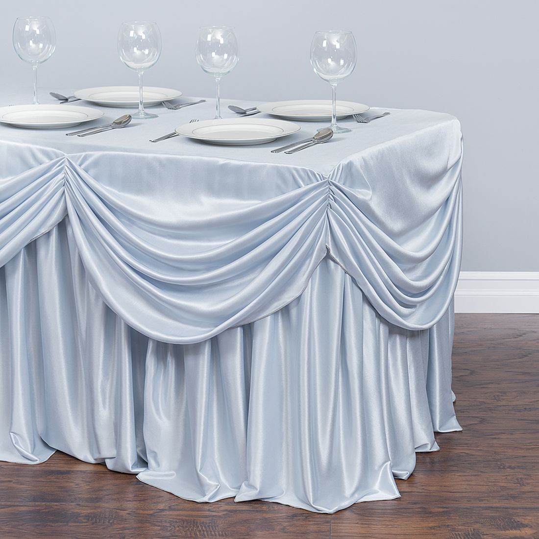 8 ft. Drape Chiffon All-In-1 Tablecloth/Pleated Skirt (8 Colors ...