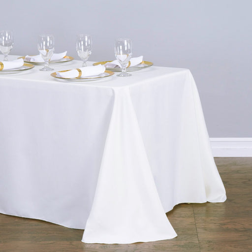 Bargain 90 X 156 In. Rectangular Polyester Tablecloth White