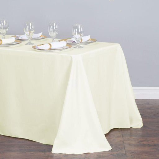 Bargain 90 X 132 In. Rectangular Polyester Tablecloth Ivory